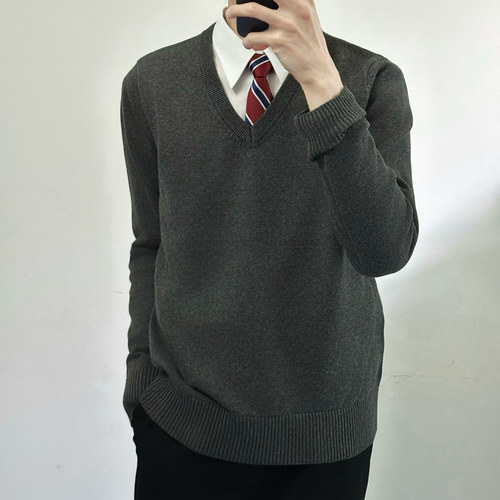 dk日系制服男女深灰外穿打底套头