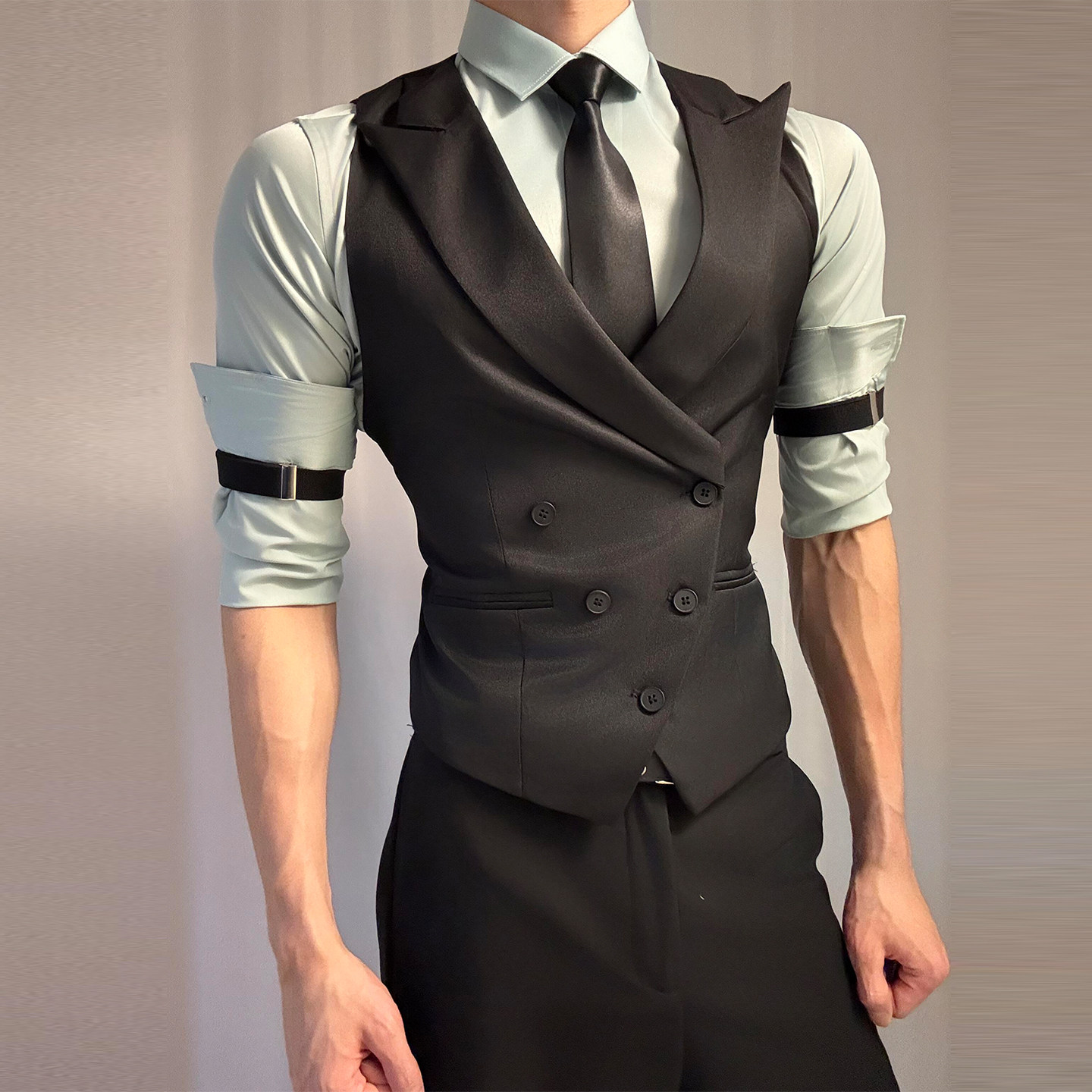 收腰万用dkjk西装马甲双排扣休闲cosplay成男禁欲中性风西服马夹