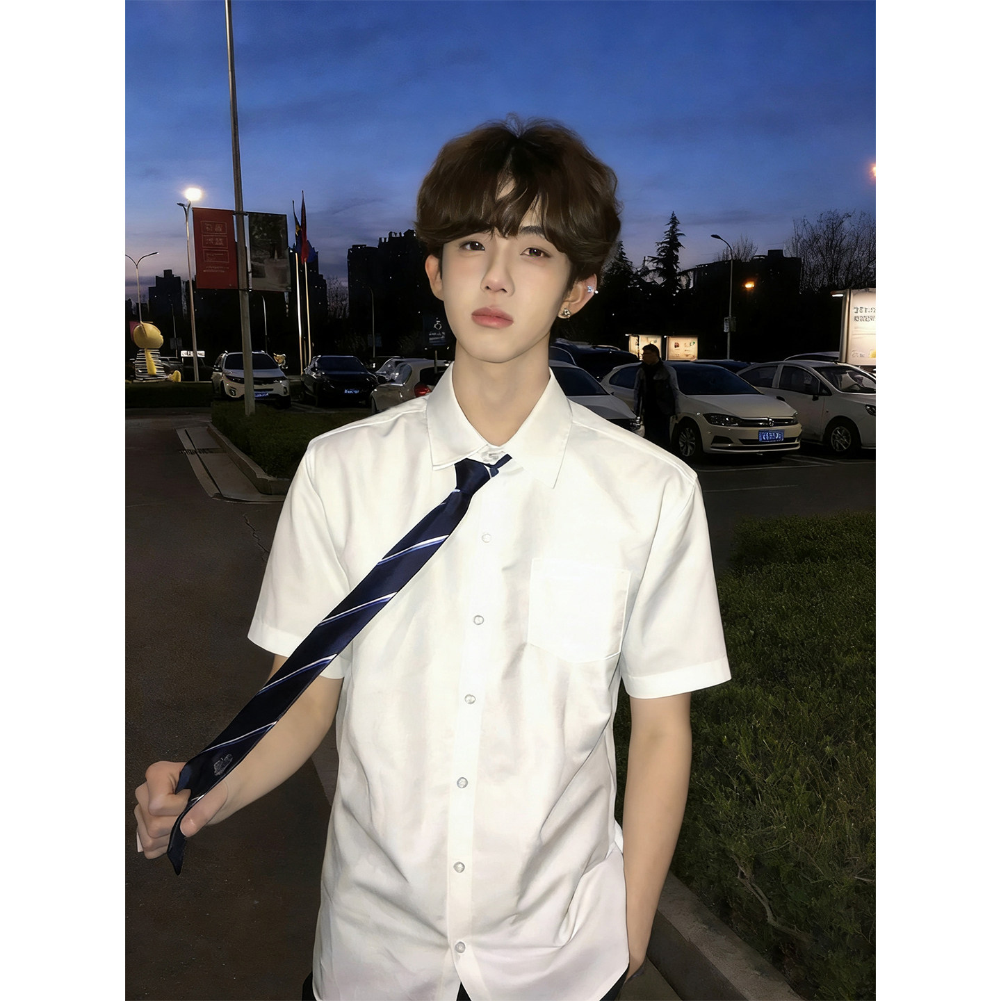 dk日系制服学院风白色短袖衬衫男