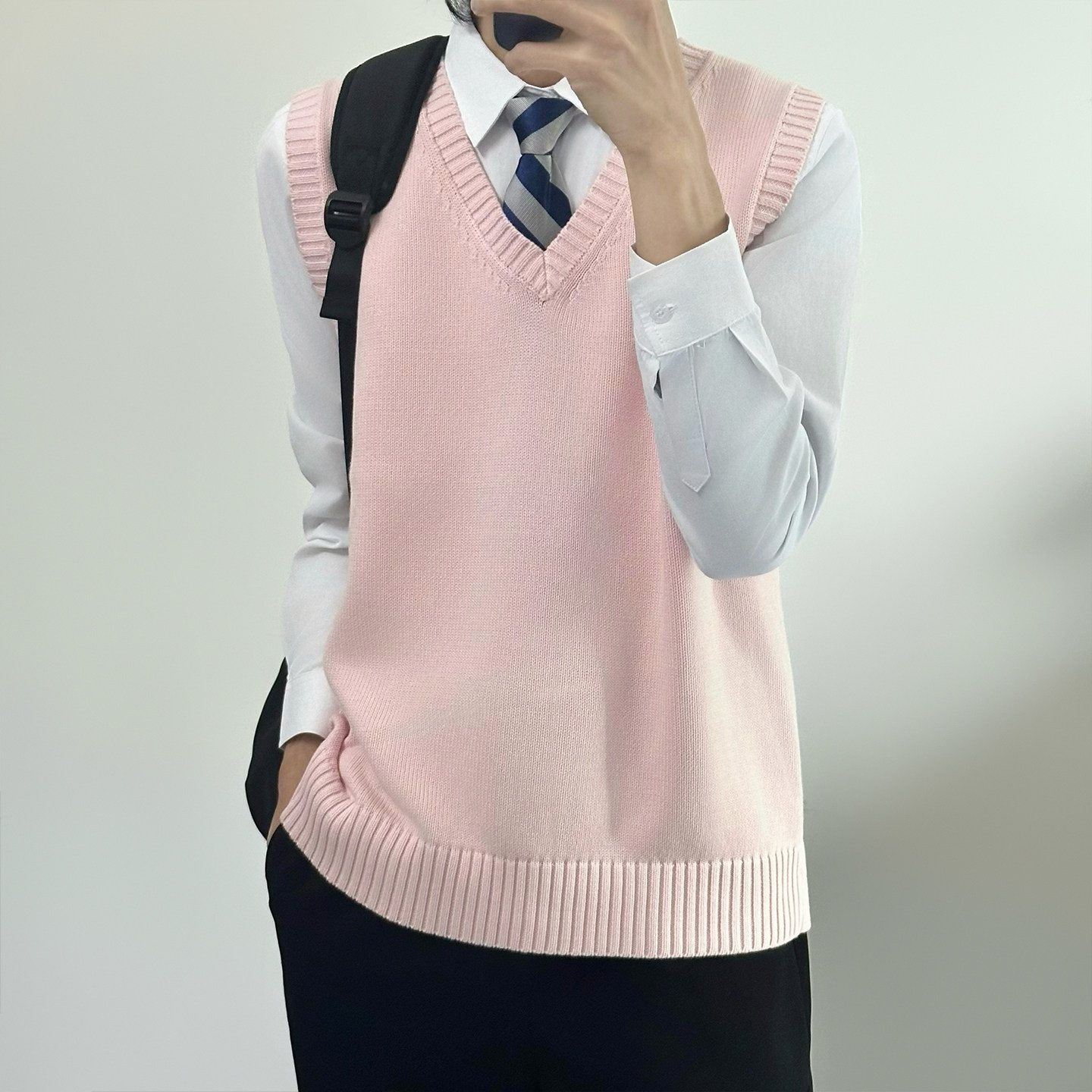 dk制服男jk女粉色毛衣背心学院风校供感cos百搭休闲坎肩毛衣马甲图片