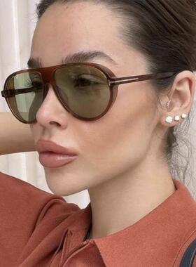 T字小框蛤蟆形太阳镜2026新款女士太阳眼镜时尚墨镜ins茶色眼镜