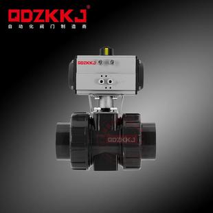 Q621F-10S气动UPVC球阀双由令承插式塑料气动球阀快速切断阀