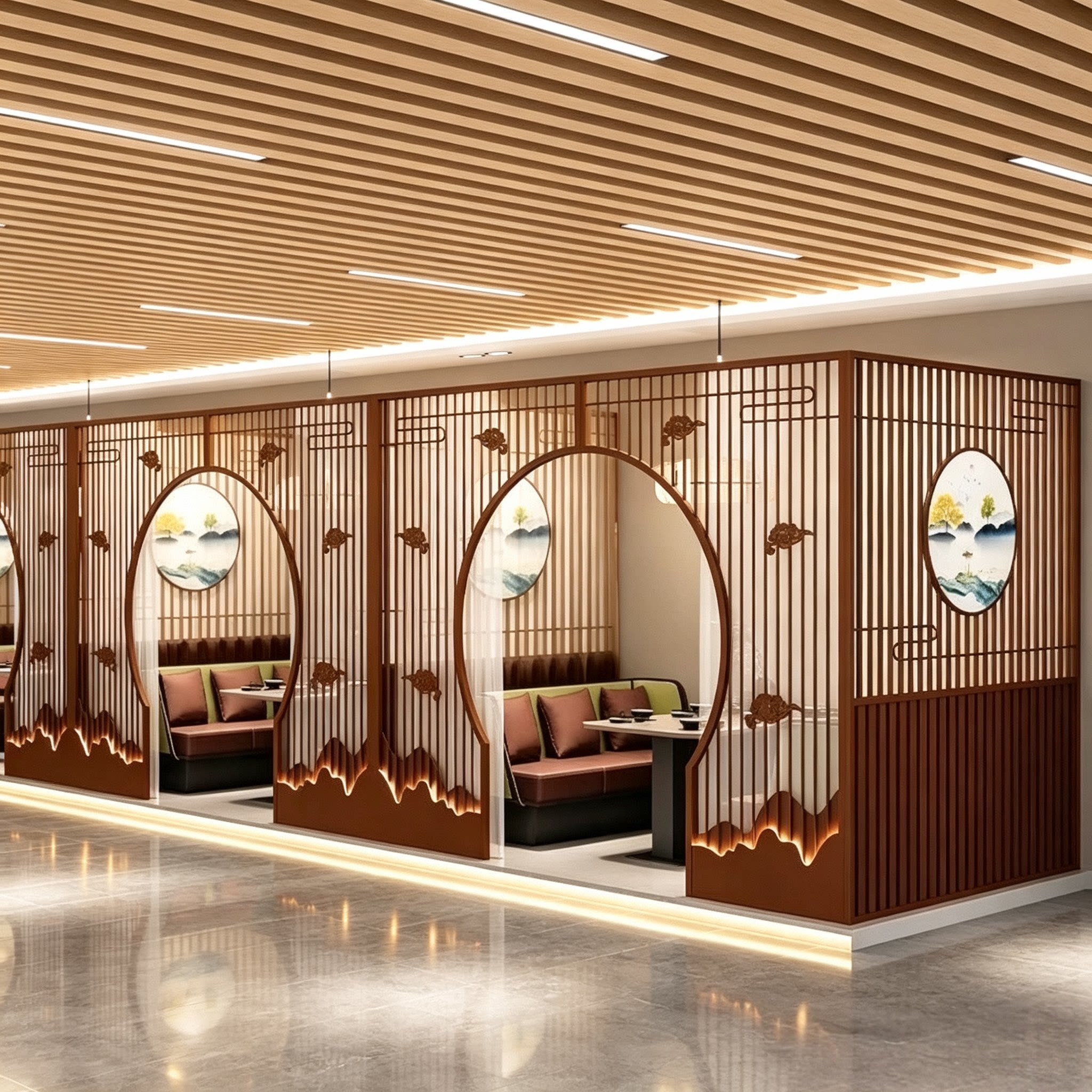 铁艺卡座隔断餐厅饭店包间屏风火锅烧烤店商用养生馆美甲采耳屏风