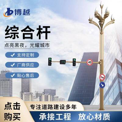 多功能杆合一综合共杆交通指示牌信号灯杆组合玉兰来图路灯