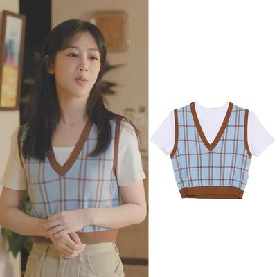 官方旗舰店承欢记杨紫麦承欢同款衣服两件套短款针织衫马甲T恤套