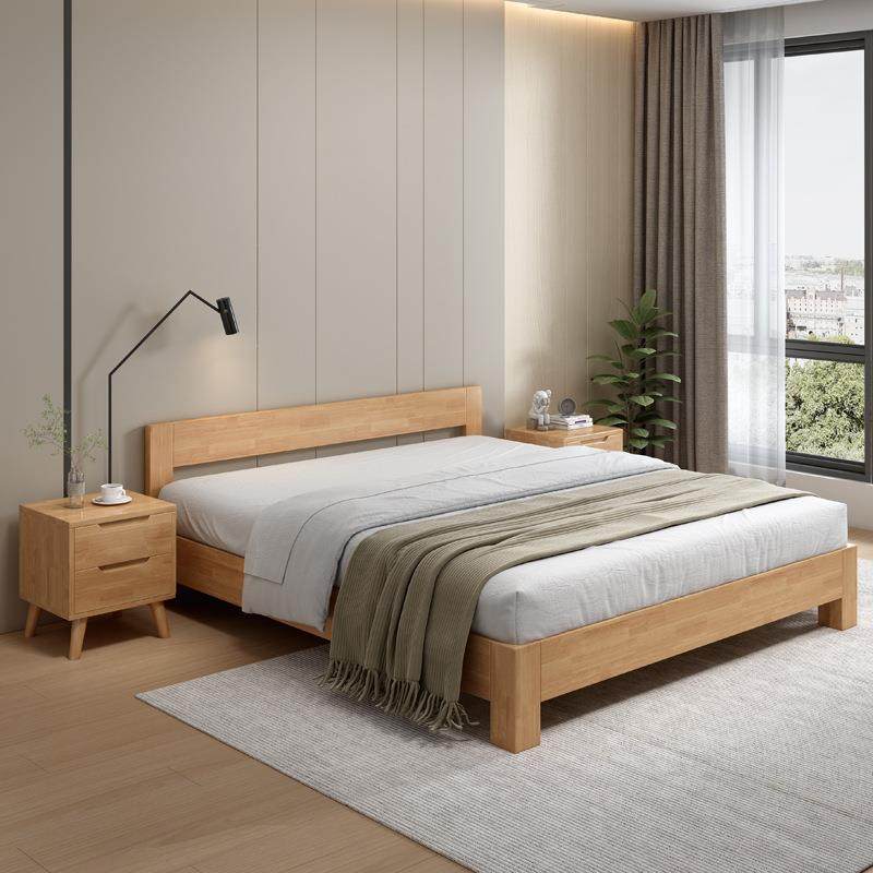 工厂直销北欧轻奢实木床现代简约欧式橡木榻榻米实惠经济简欧日式
