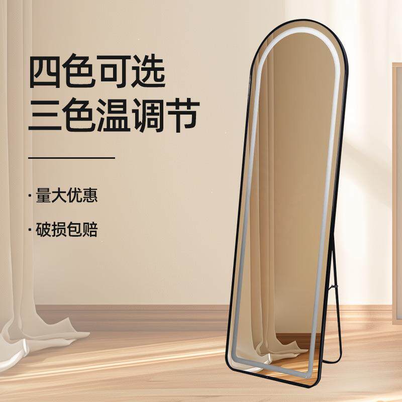 全身镜网红落地镜拱形穿衣镜灯镜试衣镜显瘦穿衣镜可移动家用镜子