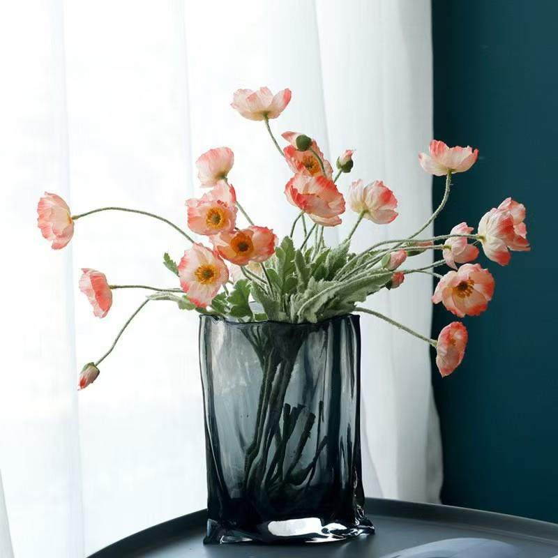 创意褶皱玻璃花瓶透明摆件客厅插花轻奢高档餐桌装饰高级感插鲜花,纺织面料/辅料/配套,纺织机械配件,淘宝优惠券,粉丝福利购,淘宝优惠卷