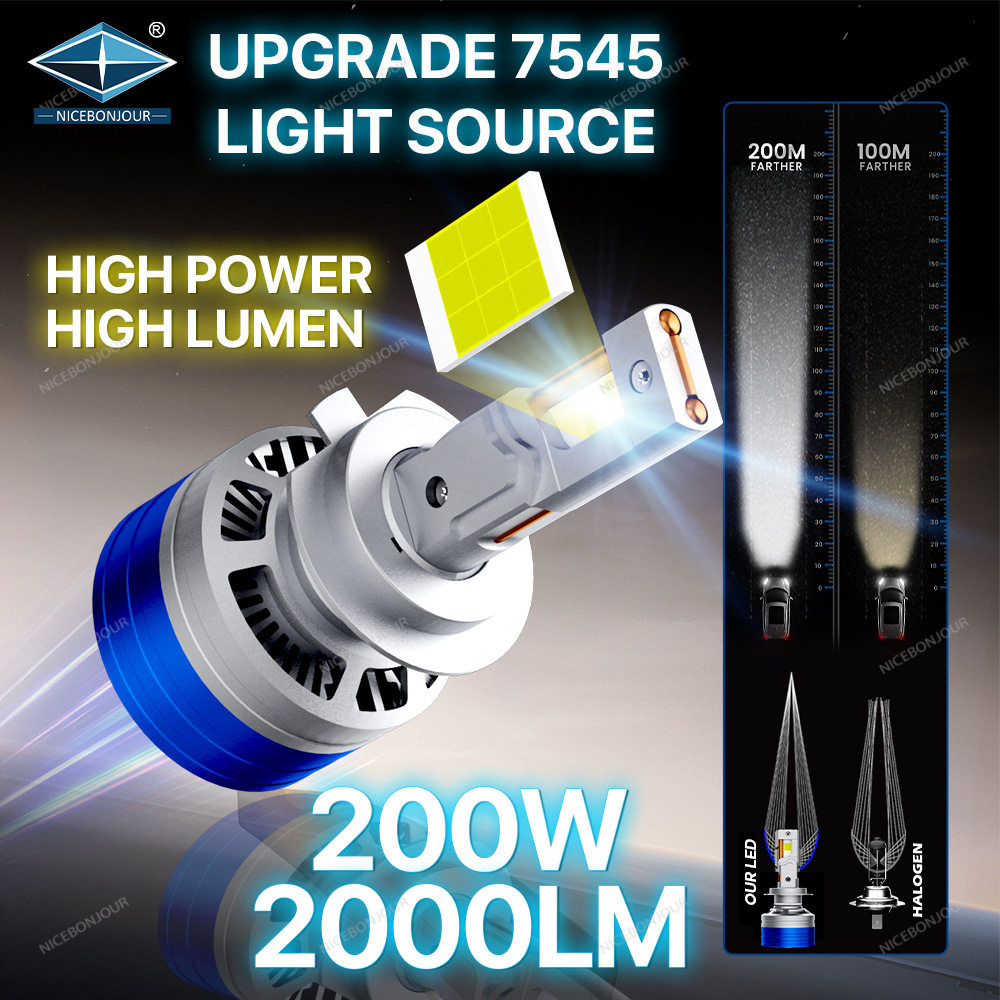 跨境汽车led车灯G95 7547大功率100W前照灯H4H7聚光9005高亮24V