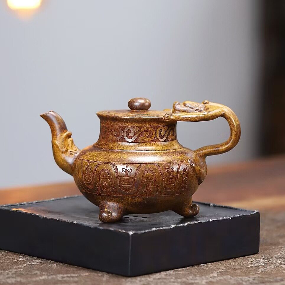 金樽酒壶创意造型柴烧刻画茶壶宜兴紫砂壶工堂直播供货源头茶具