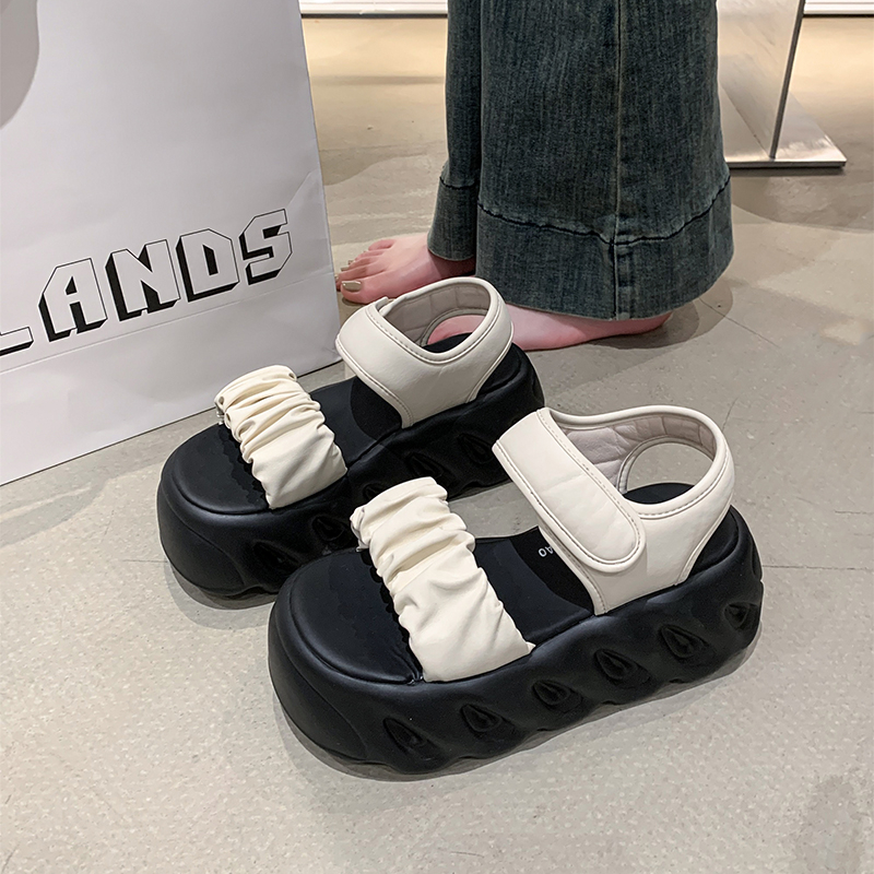 松糕厚底凉鞋女2025新款夏季外穿时尚高级感百搭不累脚罗马沙滩鞋