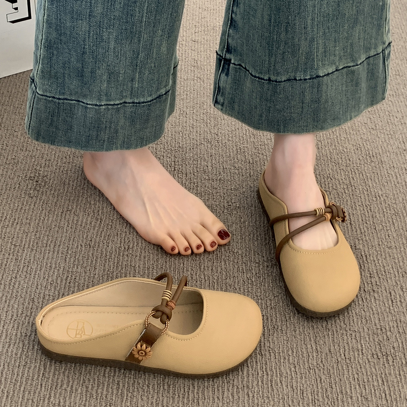 2025新款夏季平底包头半拖鞋女外穿法式单鞋一脚蹬女鞋子软底凉拖