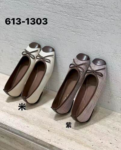 S路花语V6M正品断码特价款女鞋平底方头蝴蝶结浅口单鞋613-1303
