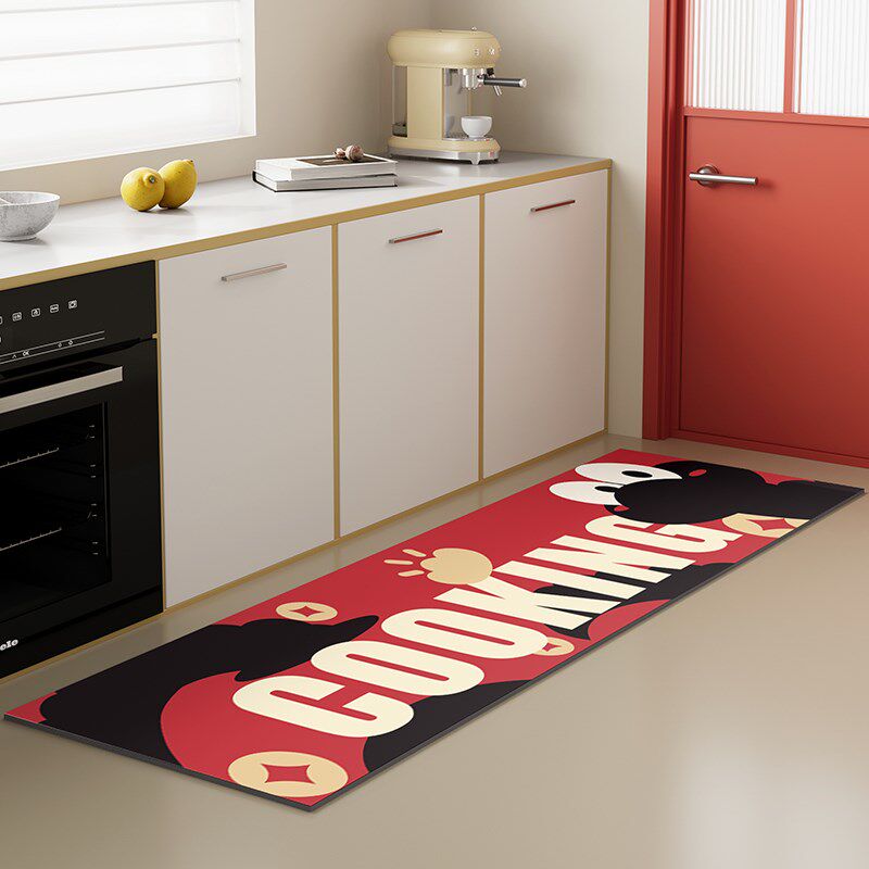 招财猫厨房地垫防油吸水硅藻泥脚垫家用耐脏可擦免洗防滑L型软垫