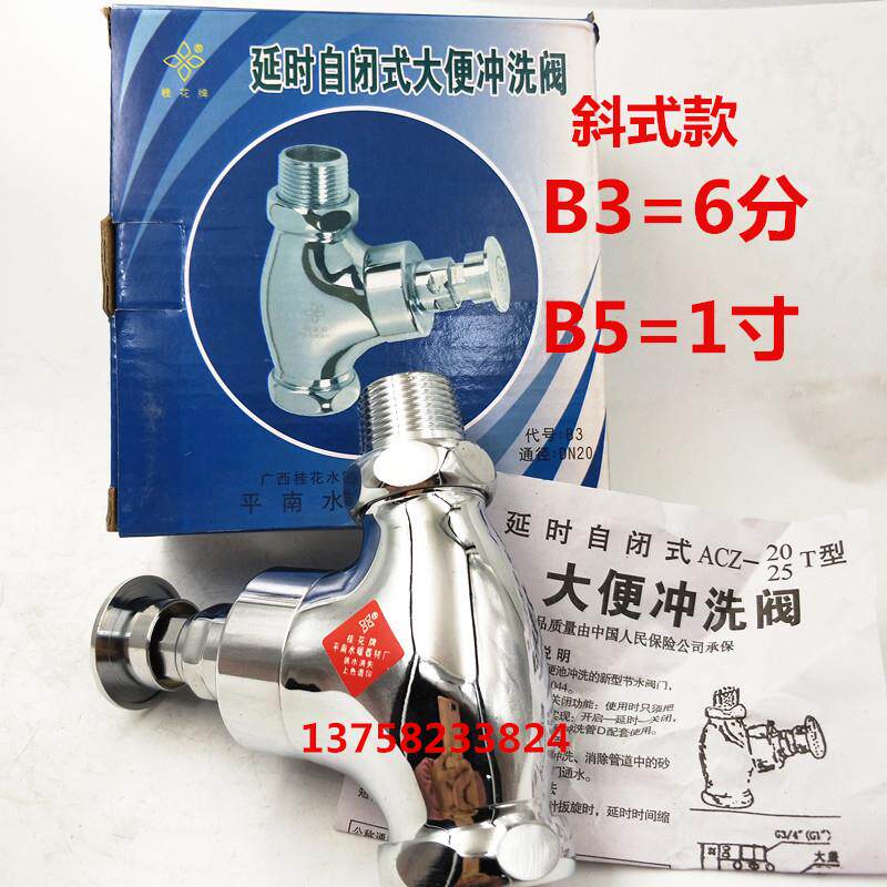 桂花牌大便冲水阀6分1寸 斜式冲洗阀B3 B5公厕洗手间手按大便阀门