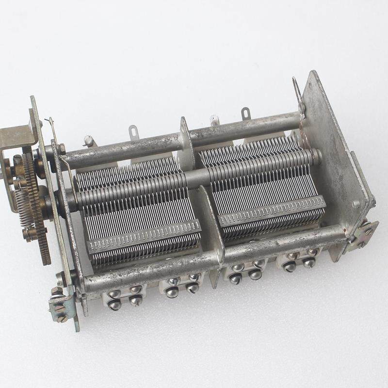 拆机高Q值2*28PF-1110PF带减速齿轮双联可变可调可电容器自己DIY