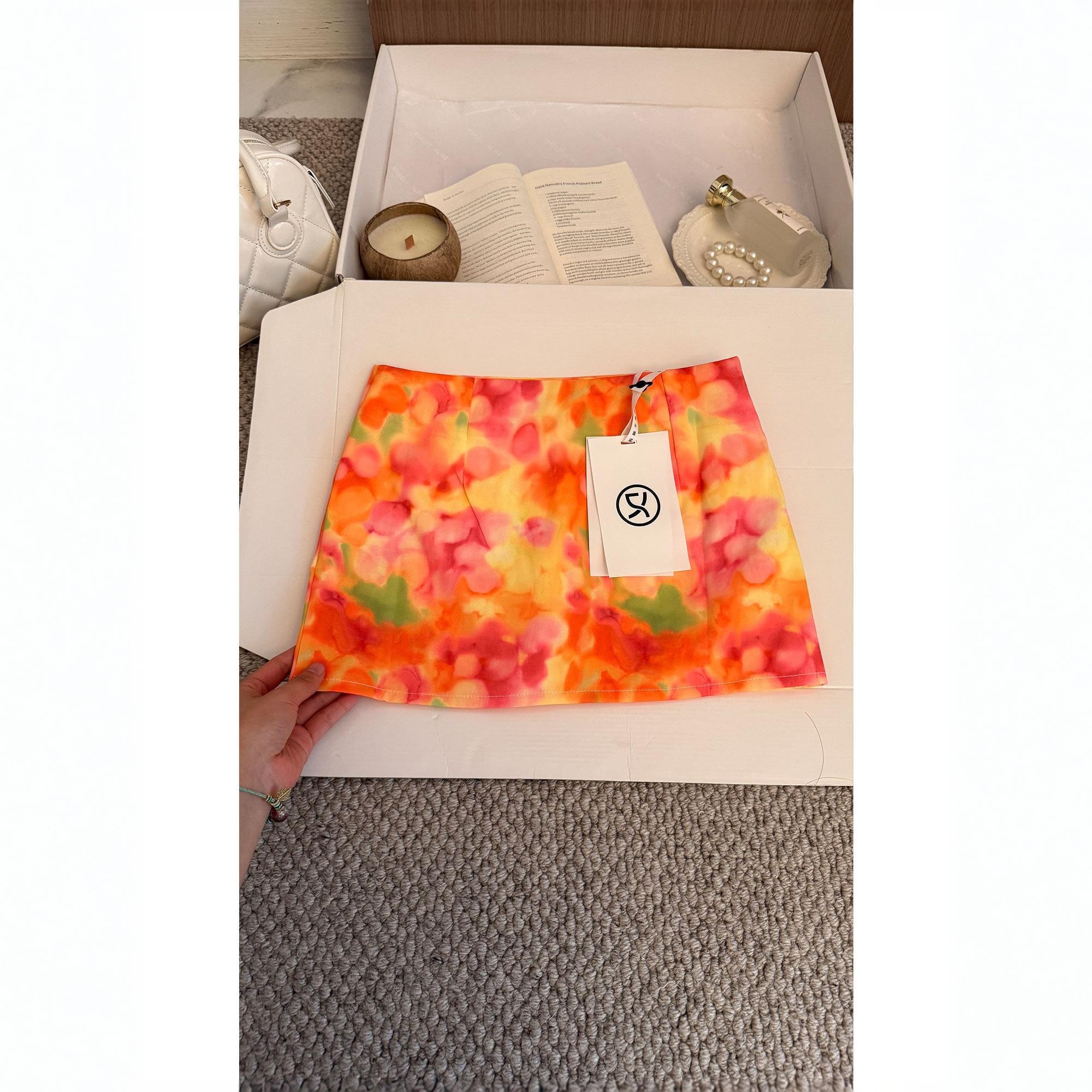 辣妹彩色花卉印花a字包臀半身裙女夏季修身显瘦百搭