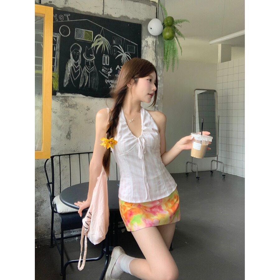2026新款韩系小众chic甜辣穿搭法式气质多巴胺裙子包臀短裙女夏