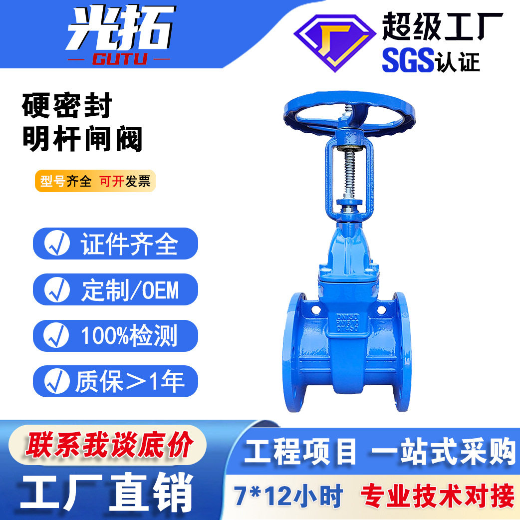 铜芯铜杆防护闸阀硬密封法兰明杆闸阀球墨铸铁Z41T-16Q闸阀DN100