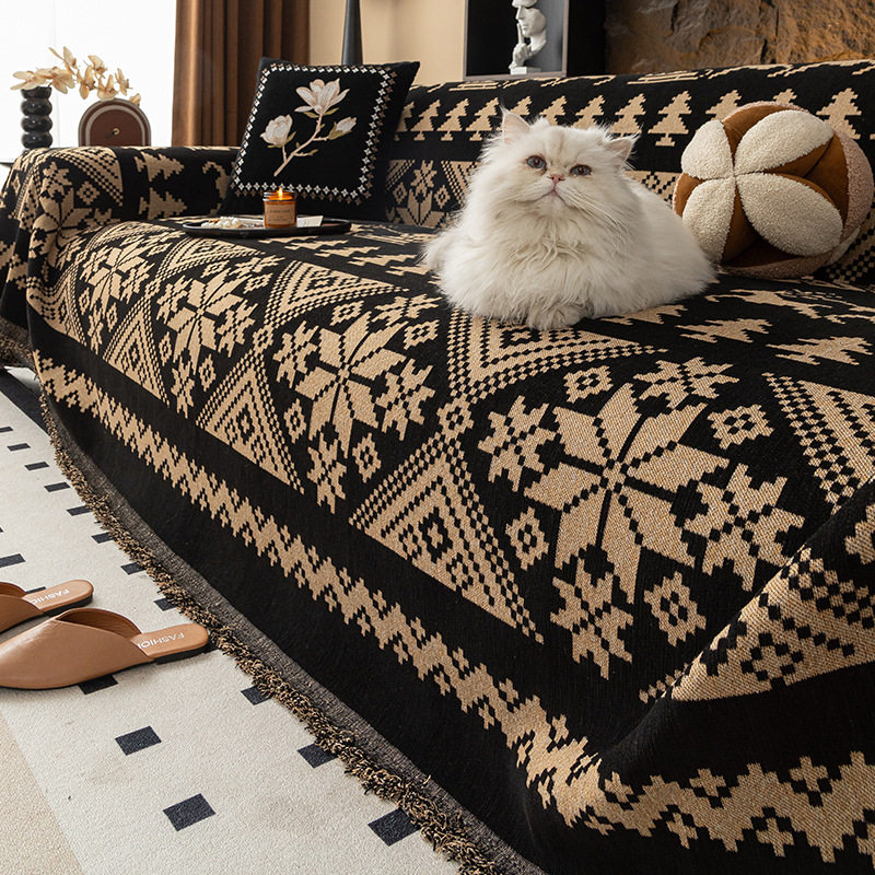 欧式高级感沙发盖巾四季通用防滑全包沙发套罩一片式全盖防尘毯子