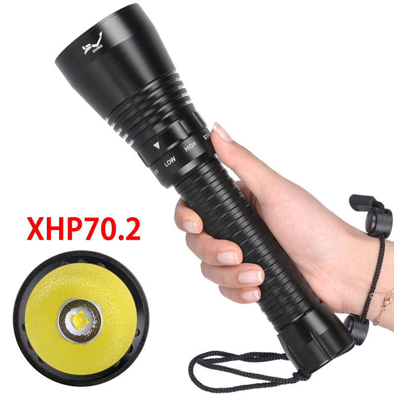 新款XHP70二代强光26650潜水手电筒 LED磁控调光防水手电厂家直销