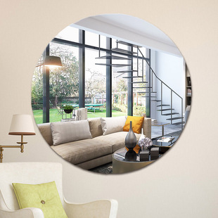 圆形镜子免打孔贴墙梳妆卫生间挂镜浴室用品客厅0.4 1.2米大圆镜