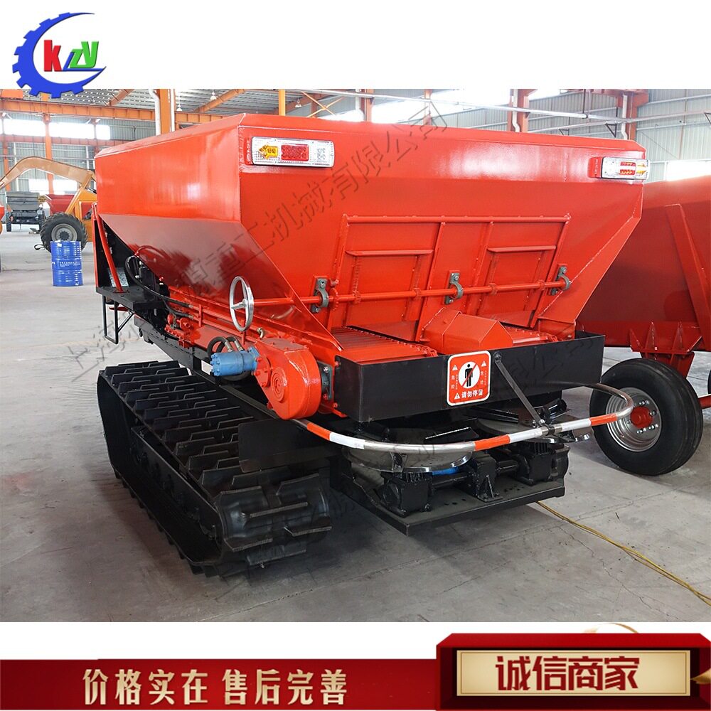 复杂地形牛羊粪抛粪机 洒农家粪用履带车 自带动力水稻田撒肥机