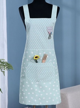 围裙2021新款网红夏季薄款透气纯棉韩版可爱公主时尚防油污工王金