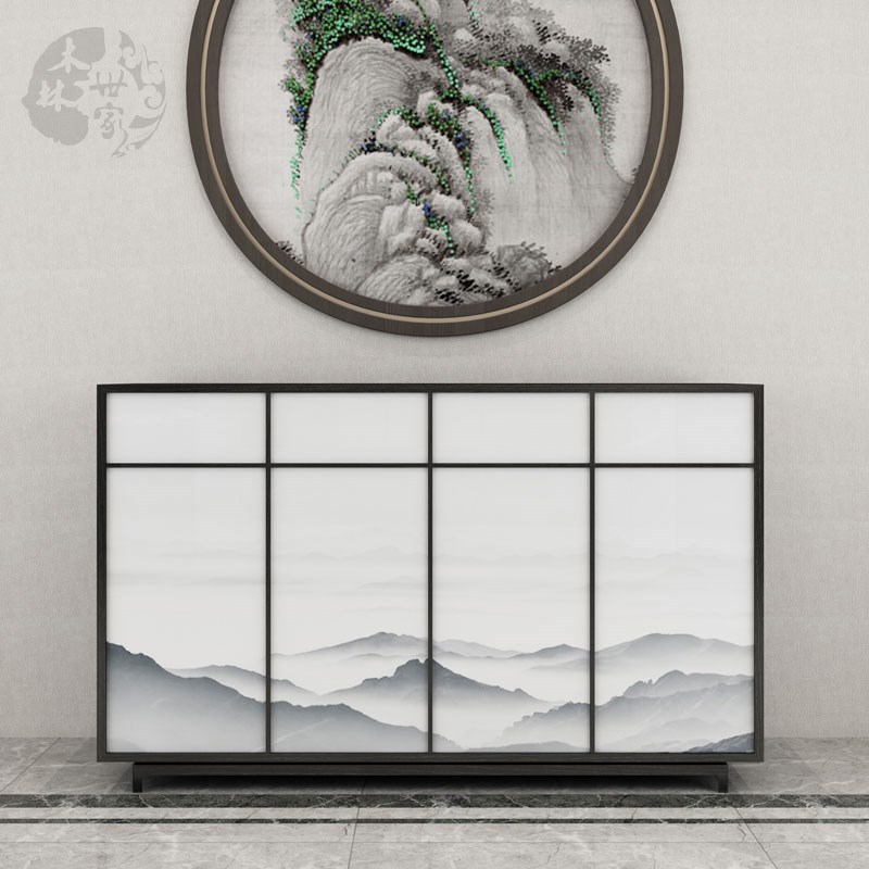 新中式实木入户玄关鞋柜