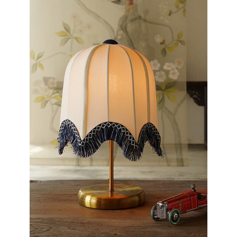 摆设Asianart卧室床头灯轻奢高级感桌面老式复古怀旧流苏氛围台灯