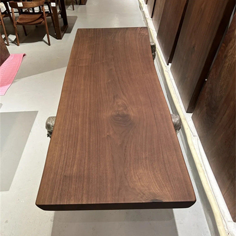 尺寸：206*66-71*5.3独板北美黑胡桃大板茶桌办公桌餐桌茶台