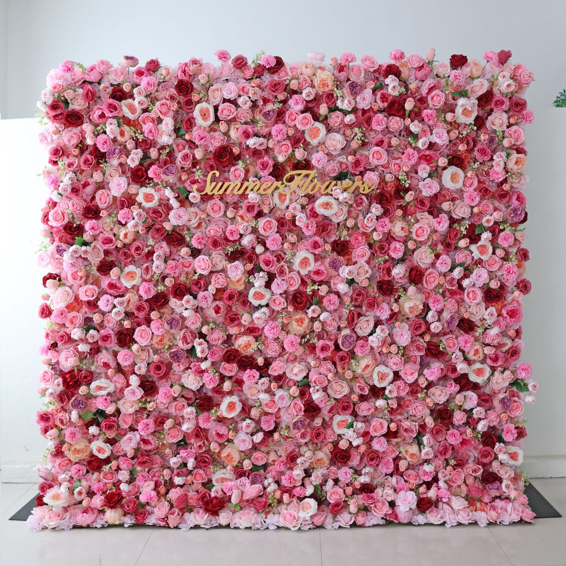 CB-344红色粉色花墙背景5d人造塑料花板人造装饰玫瑰花花墙