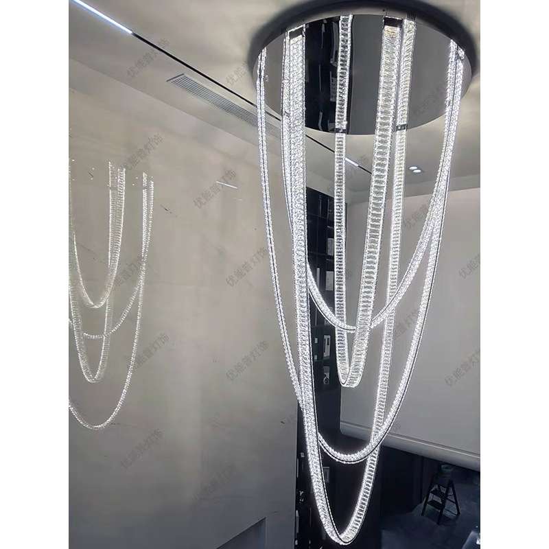 别墅客厅大吊灯水晶灯设计师大气复式楼挑高中空跃层loft自建房灯