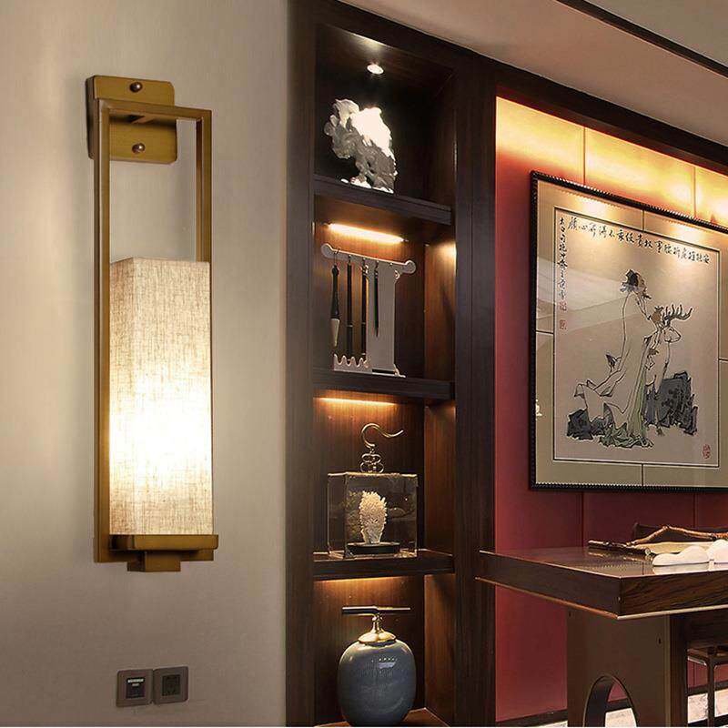 新中式卧室床头灯简约酒店过道走廊灯具led复古个性创意长条壁灯