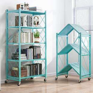 书架可移动置物架落地铁艺客厅收纳架阳台展示家用多层网红小书柜