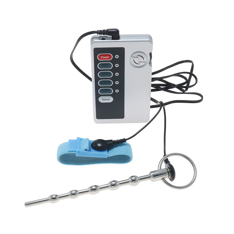 电击马眼棒套装组合尿堵插棒脉冲尿道拉珠sm男用自慰性工具