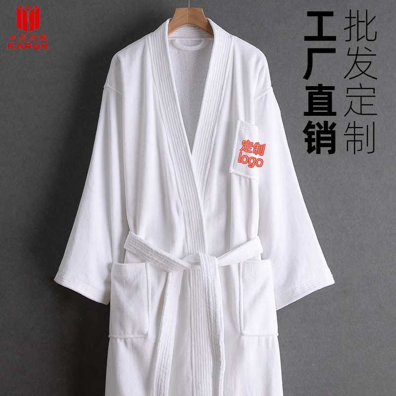 纯棉割绒浴袍毛圈民宿加厚浴衣秋冬全棉毛巾料五星级酒店浴袍