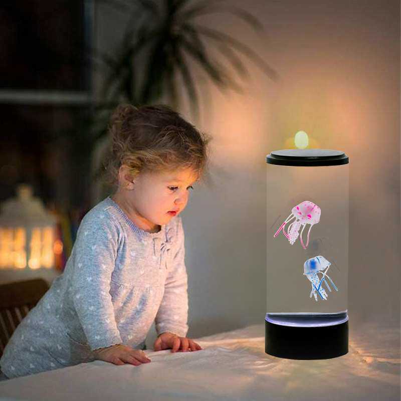 外贸水母灯LED高亮USB小夜灯家居礼品海洋氛围灯台灯七彩变色超