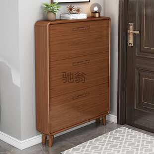 lw0纯实木鞋柜超薄大容量家用门口小户型翻斗式简约现代门厅柜省