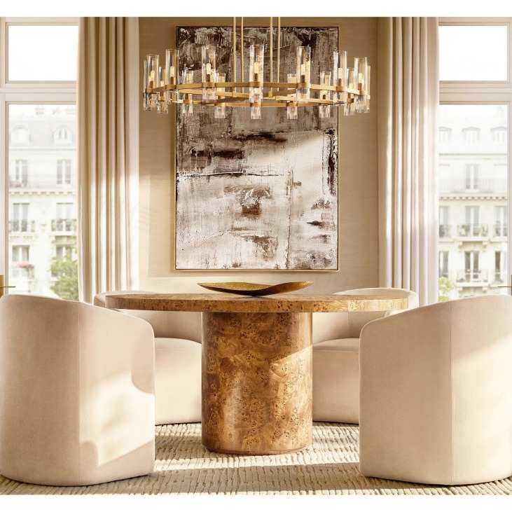 RH美式实木树瘤皮圆形餐桌现代简约原木餐桌北欧小户型实木饭桌,基础建材,脚轮/万向轮,淘宝优惠券,粉丝福利购,淘宝优惠卷