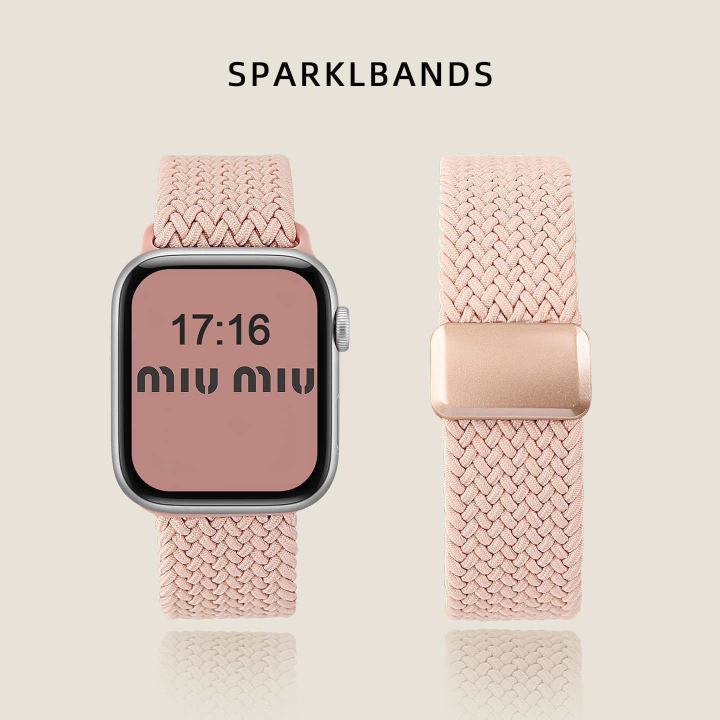 【马粉色尼龙编织】适用applewatch11代表带苹果手表s9女款iWatchs8春夏SE透气Ultra41黑磁吸扣新年款官方