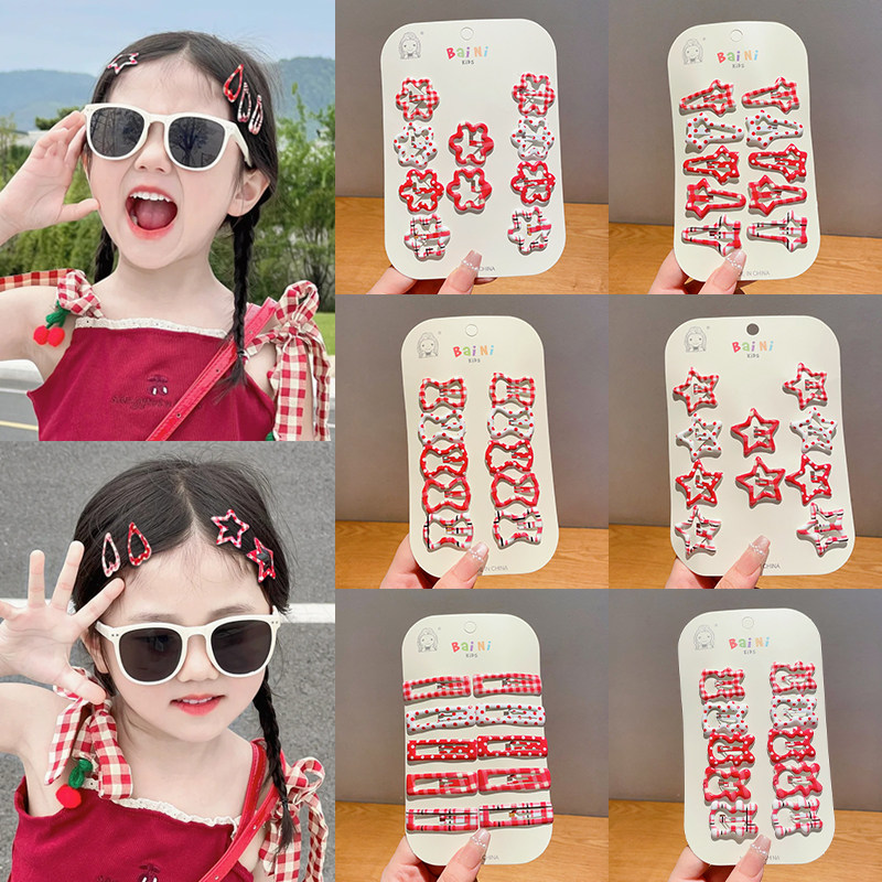 儿童发夹女童bb夹红色波点发卡