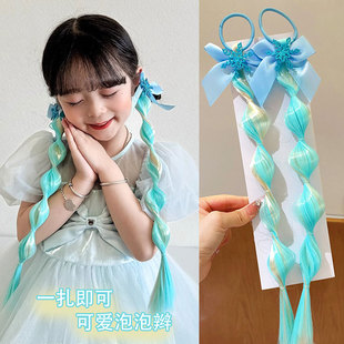 儿童公主假发辫子皮筋发圈可爱女童泡泡辫发饰蝴蝶结装饰辫子发绳