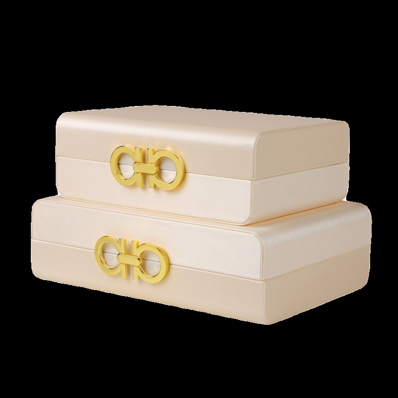 样板房衣帽间皮质首饰收纳u盒D扣卧室玄关桌面装饰品摆件创意盒子