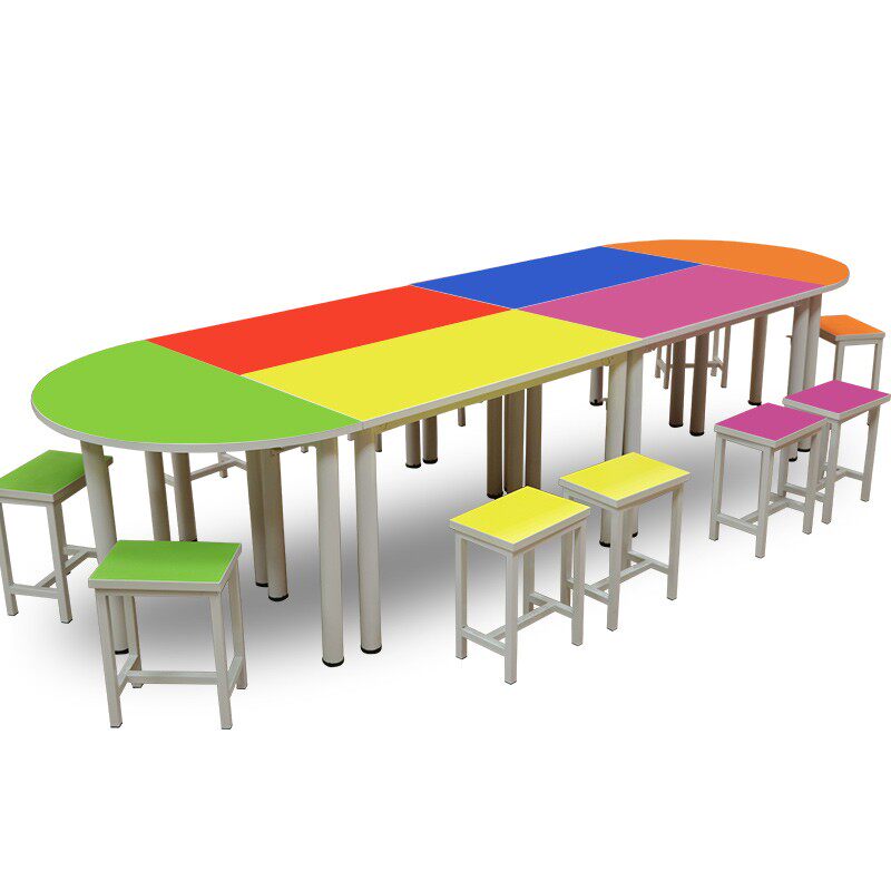 厂家直销中小学生课桌椅学校幼儿辅导培训桌彩色美术桌Z双人长条