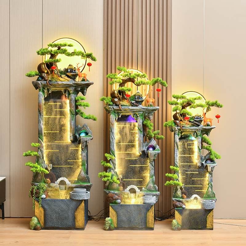 中式高山流水摆件客厅水幕v墙喷泉景观办公室开业乔迁新居装饰礼