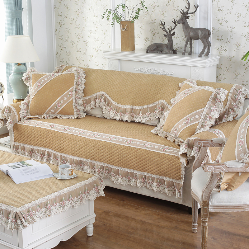 新款欧式沙发垫高档雪尼尔布艺防滑真皮沙发罩套扶手W巾靠背巾定