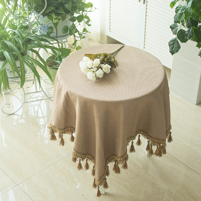 纯色流苏桌布布艺餐桌布台布棉麻C小圆桌长方形美式欧式定做防尘,居家布艺,桌布,淘宝优惠券,粉丝福利购,淘宝优惠卷