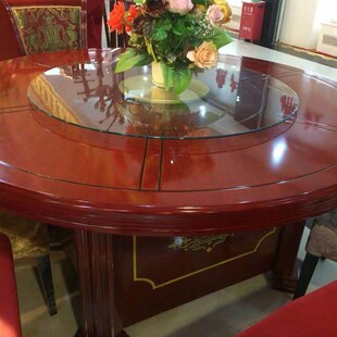 酒店电动餐桌  大圆桌20人 电动旋转餐桌实木R椅自动转盘电动圆桌