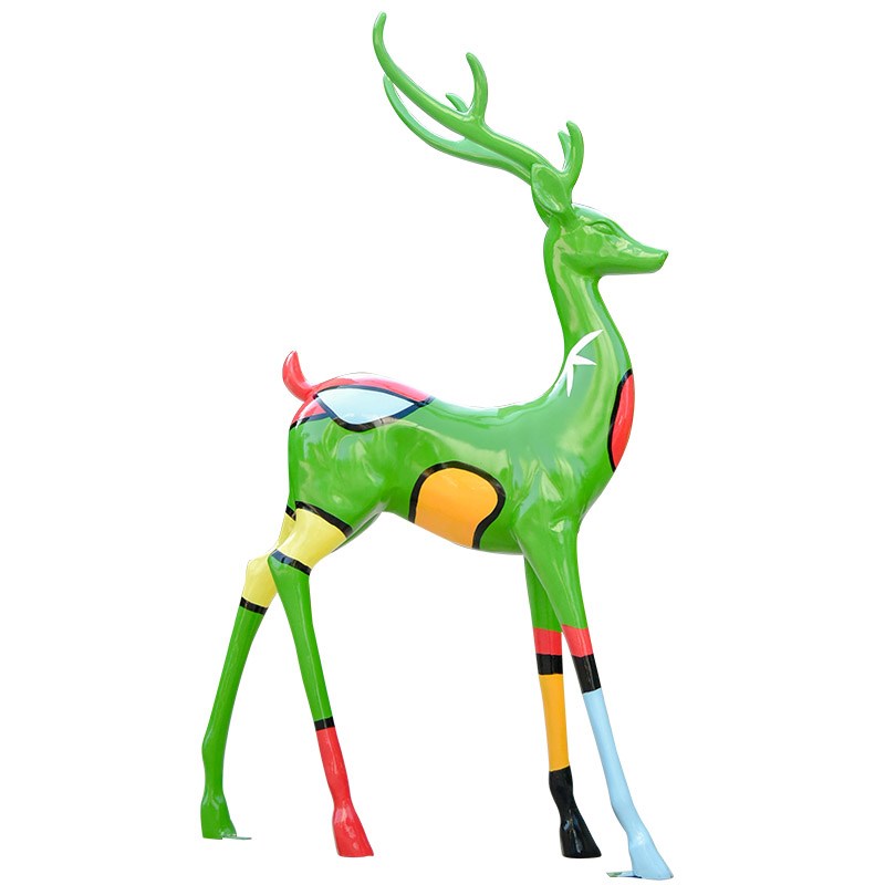 户外大型仿铜鹿摆件玻璃钢动物雕塑公园林M景观草坪仿真白麋鹿装